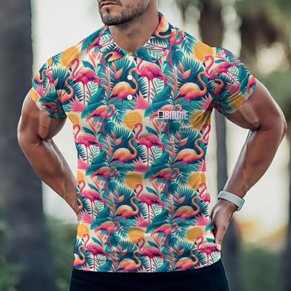 For Birdie Golf Polo "Crazy Flamingo"