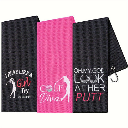 lustige Lady-Golfhandtücher mit Clip (3 Stück)